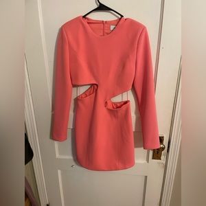 Pink cocktail dress with cutouts
